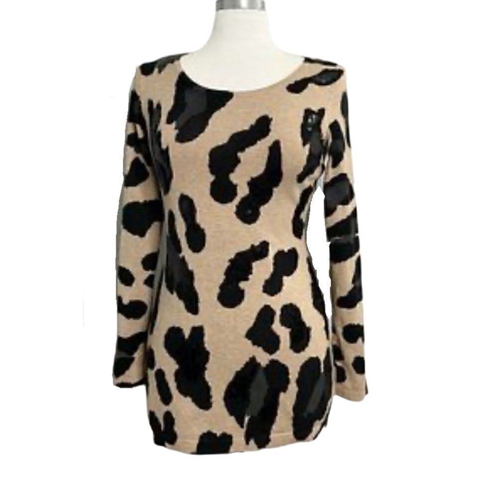 New! INC International Concepts Leopard Sweater Dress Sz L